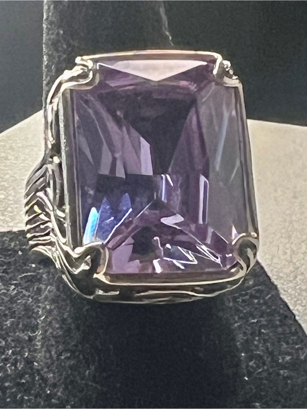 Silver Ring with Purple Gemstone